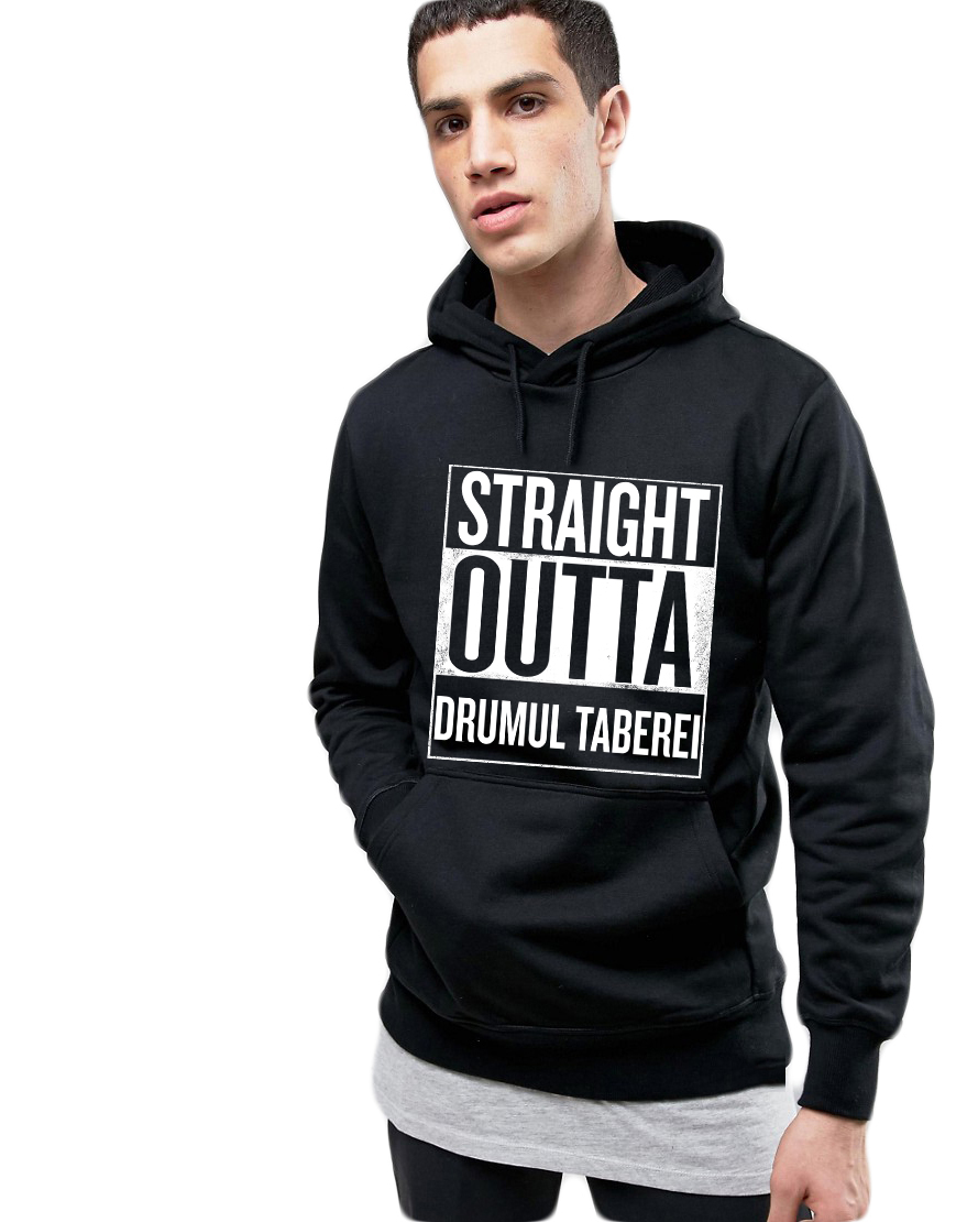 Hanorac Barbati Negru - Straight Outta Drumul Taberei - CATEGORIE